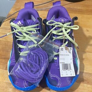 Adidas Purple and Mint Green Basketball Sneakers
